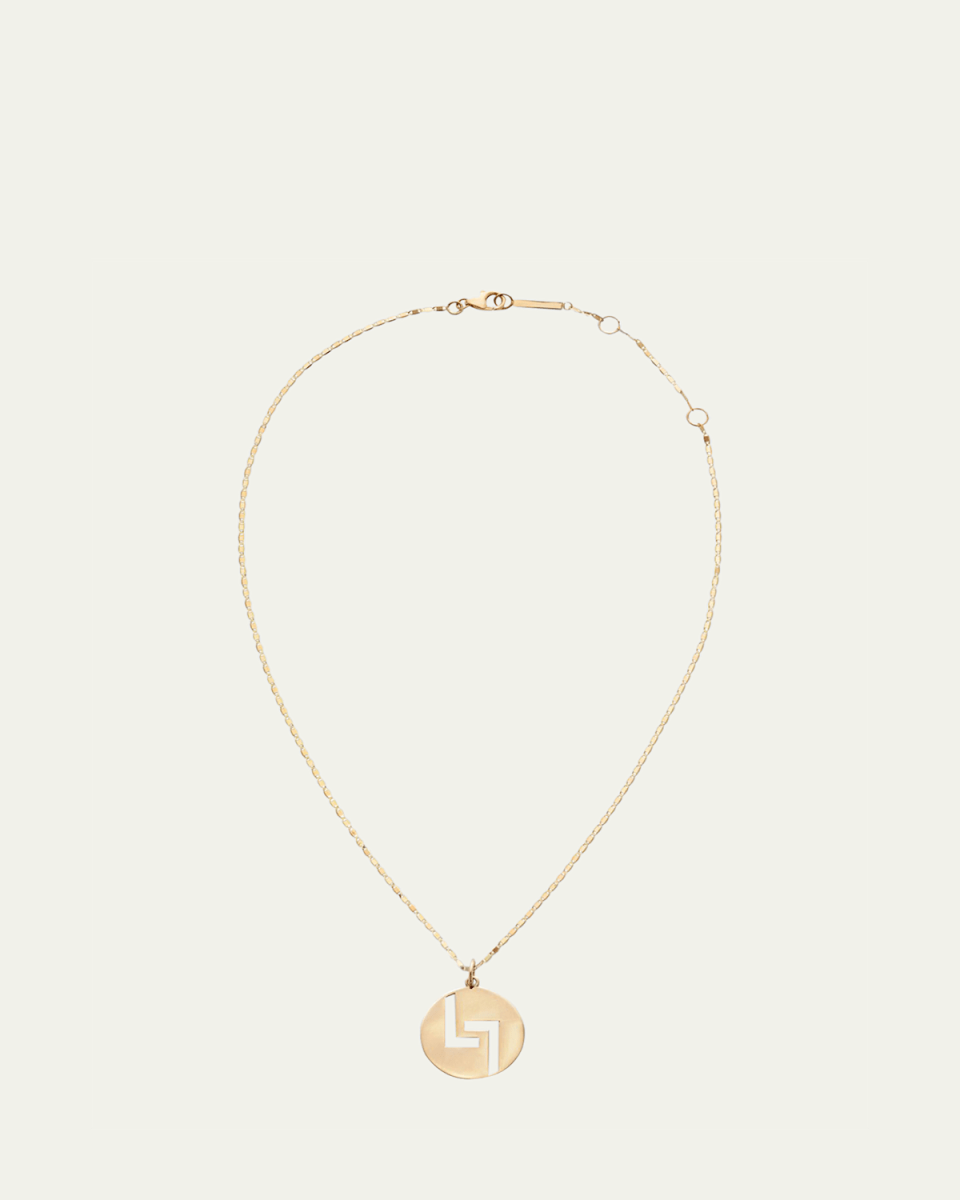 14k Gold 20mm Logo Pendant Necklace